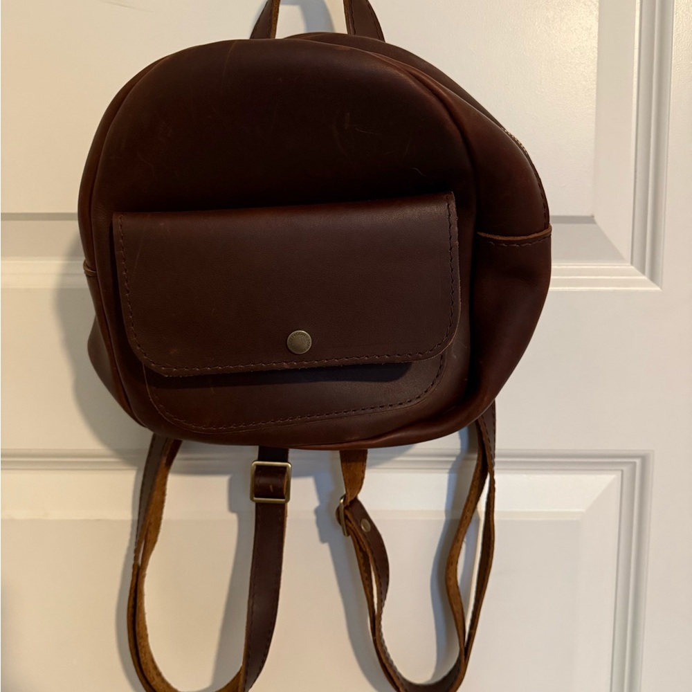 Portland Leather Brown mini Backpack
